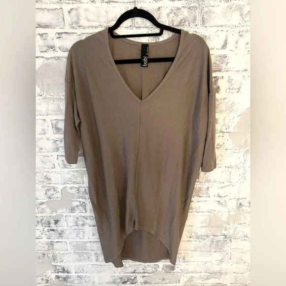 Bobi | Tan 3/4 Sleeve Knit Gauze Top - Picture 2 of 6